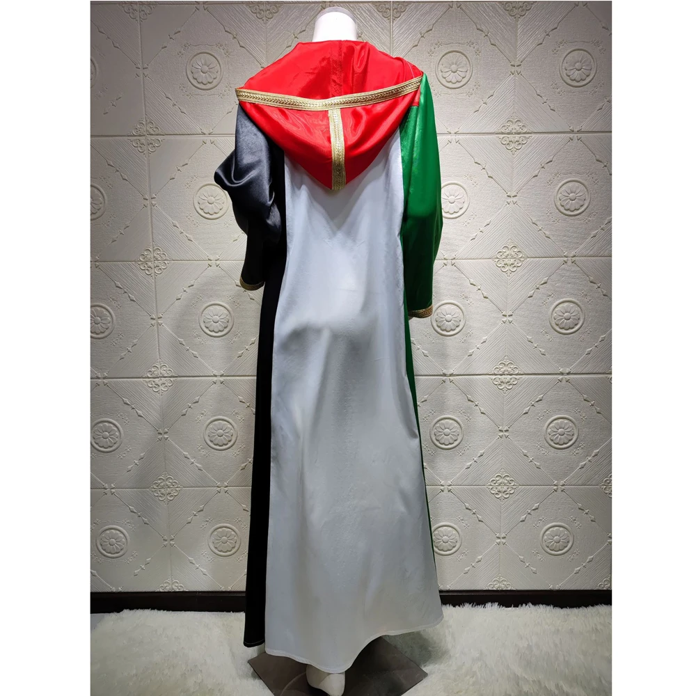 

Dubai Muslim Women Patchwork Hooded Long Dress Abaya Arab Maxi Robe Middle East Turkish Moroccan Kaftan Islamic Vestido Fashion