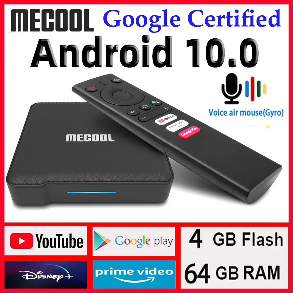 Mecool KM1 Deluxe ATV Android 10 Smart TV Box Amlogic S905X3 4GB 64GB 2 4G/5G Wi Fi 4K BT4.2 Google Сертифицированный Декодер