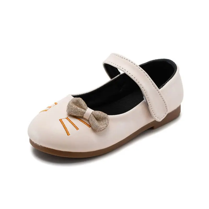 

Baby Girl Cute Leather Shoes Toddler Kids Girl Flats Breathable Anti-Slip Soft Soled Bow-Knot Princess Shoes 2 Colors