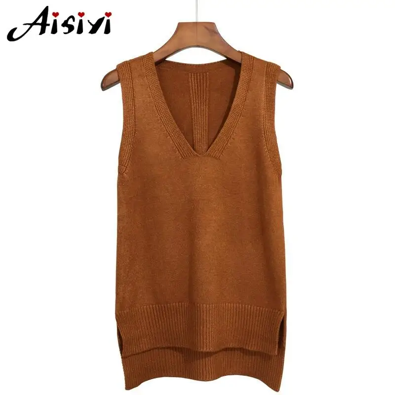 Осенний женский свитер жилет 2022 корейский элегантный студенческий пуловер с