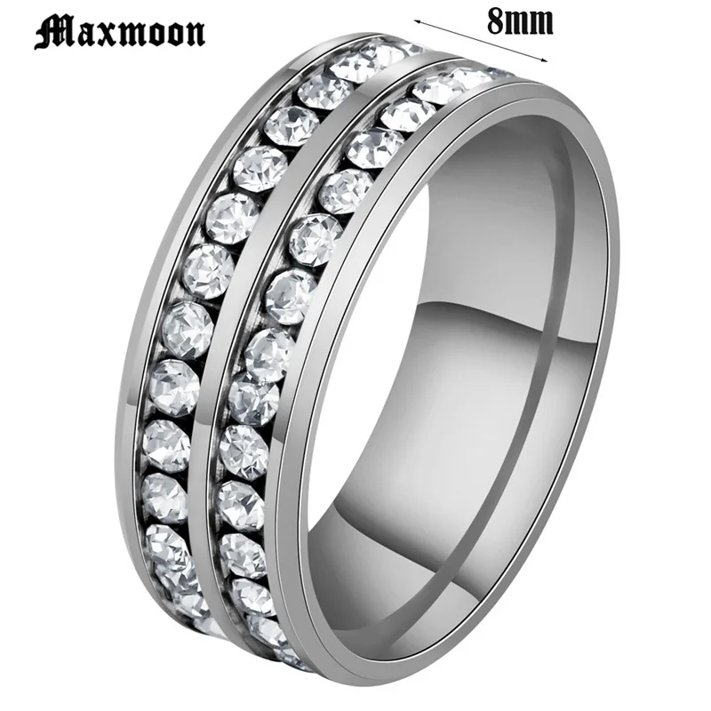 Кольца Maxmoon из титановой нержавеющей стали женские ювелирные изделия с белым