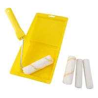 6pcs foam paint roller tray set 4 inch mini roller cover refills for wall bathtub paint refinishing sponge roller kit