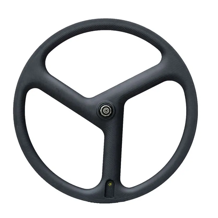 Kaufen 700C Volle Carbon Räder 23mm Breite 40mm Tiefe Klammer/Rohr Tri Speichen Für Track/Rennrad Laufradsatz 3k Twill Glossy Finish