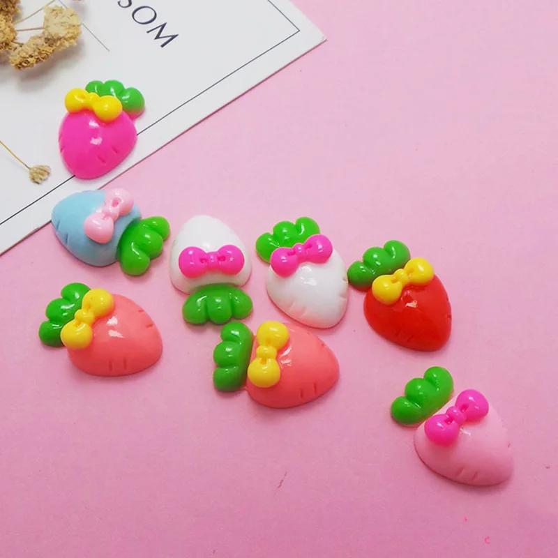 

100 шт./лот мини-кабошоны из смолы с плоской спинкой и морковкой ручной работы DIY аксессуары Скрапбукинг для телефона украшение для волос бант