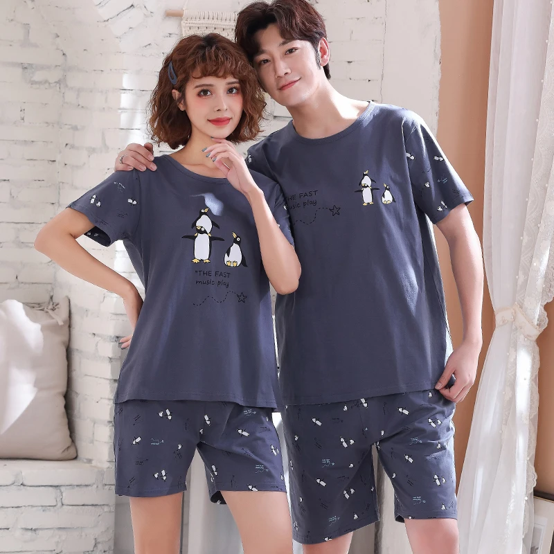 Пуловер с коротким рукавом штаны пижама 6535 хлопок летние парные жакеты для