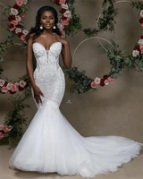sweetheart beaded floral lace mermaid wedding dresses bodycon plus size bridal gown women sweep train custom made robe de mari%c3%a9e