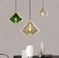 creative polygon glass chandelier modern simple dining room bedroom lamp iron art living room chandelier