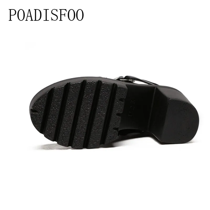 Женские пикантные Черные Ботинки martin на квадратном каблуке платформе 13 см Каблук