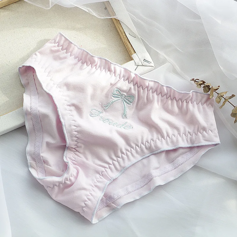 Модное милое нижнее белье с бантом женские бесшовные трусики хлопковые