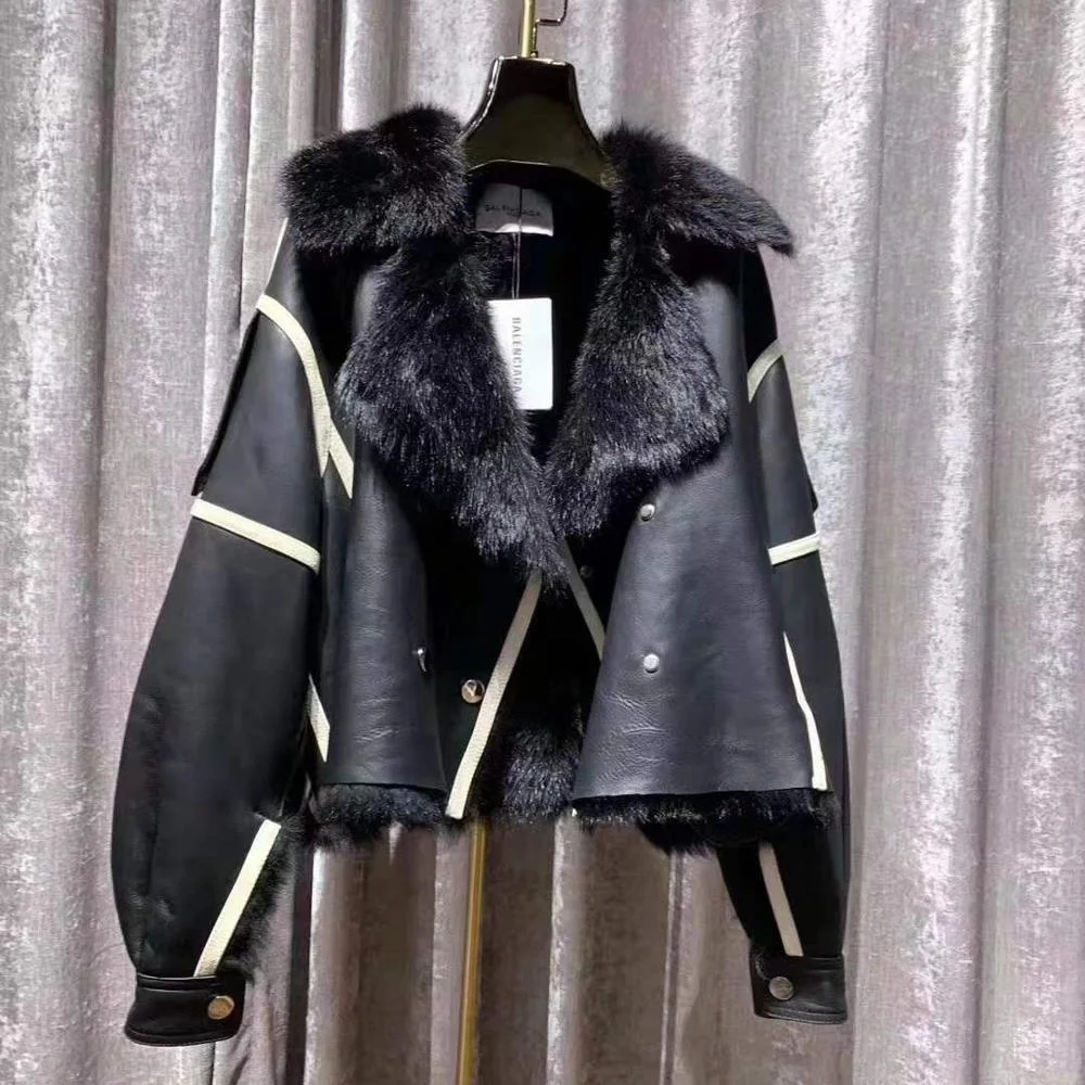 

Parka Fur Real Plus Size Natural Sheep Wool Manteau Femme Hiver Winter Coat Women Genuine Leather Jacket 2021 New Brand Harajuku