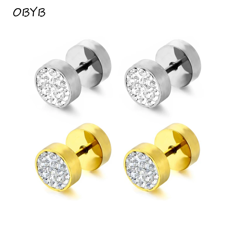 

Unisex Barbell Titanium Steel Earrings Anti-allergy Piercing Ear Studs For Women Fashion Rock Hiphop Punk Jewelry Do Not Fade