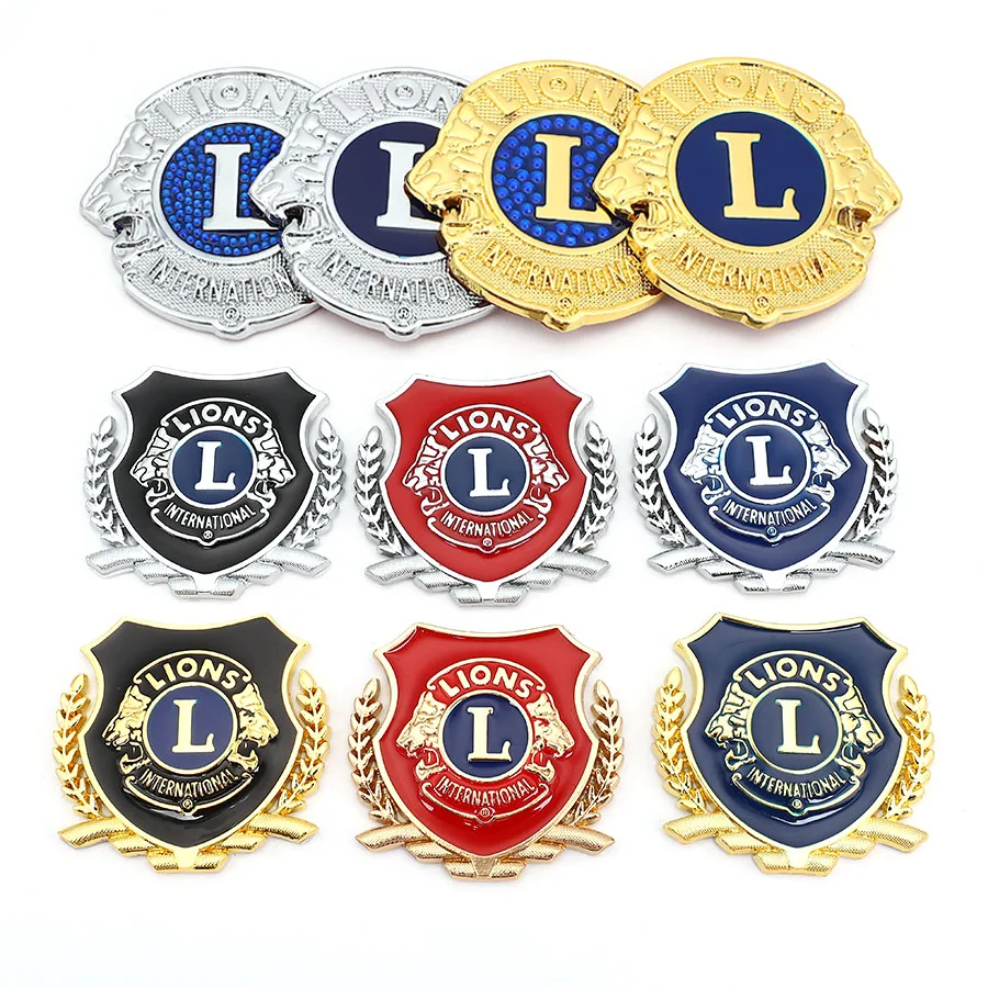 

3D Metal Lions Logo Car Sticker Auto Badge Emblem Decal Motorcycle Fender Decal for Lions L Clubs International Logo Car Styling