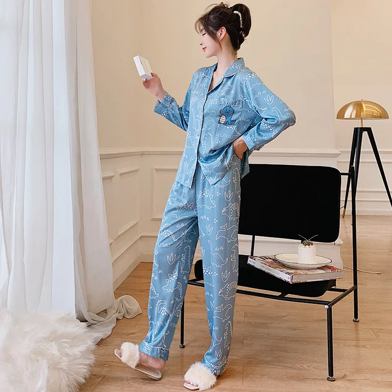 

Пижама женская из двух предметов, с длинным рукавом, на весну и осень, 101