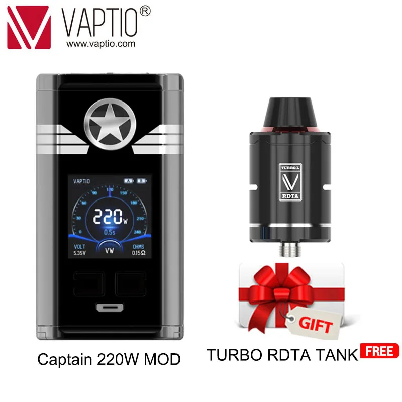 Оригинальный электронная сигарета VAPTIO 220W коробка капитана MOD с баком P3 и катушкой