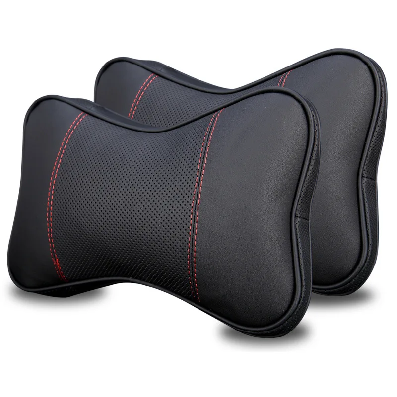 

2 Packs Car Headrest Pillow Memory Foam Cushion with PU Cover Neck Support for Car Seat Black & Red