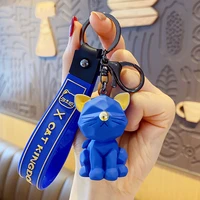 creative cute mechanical cat keychains for women bag pendant cartoon animal charm key chain couple gift car accessories keyring