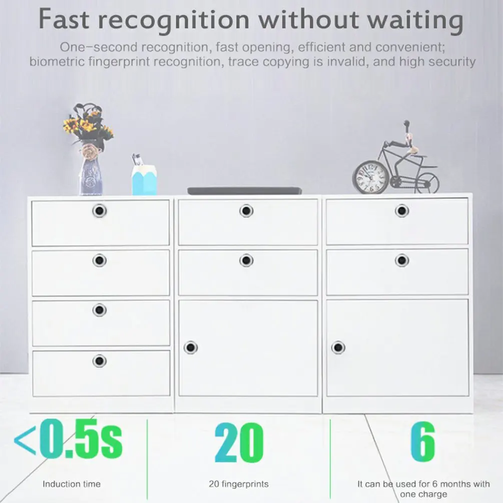 

Fingerprint Lock Smart Lock Fast Identification Drawer Lock USB Charging Office Desk File Cabinet Anti-Theft Lock Security