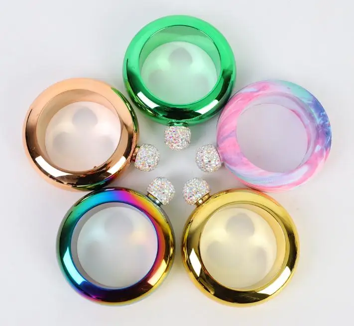 3.5OZ Armband Wijn Pot Roestvrij Staal Draagbare Ronde Bangle Heupfles Wijn Fles Bling Diamond Deksel Deksel Flagon Cup SN2474