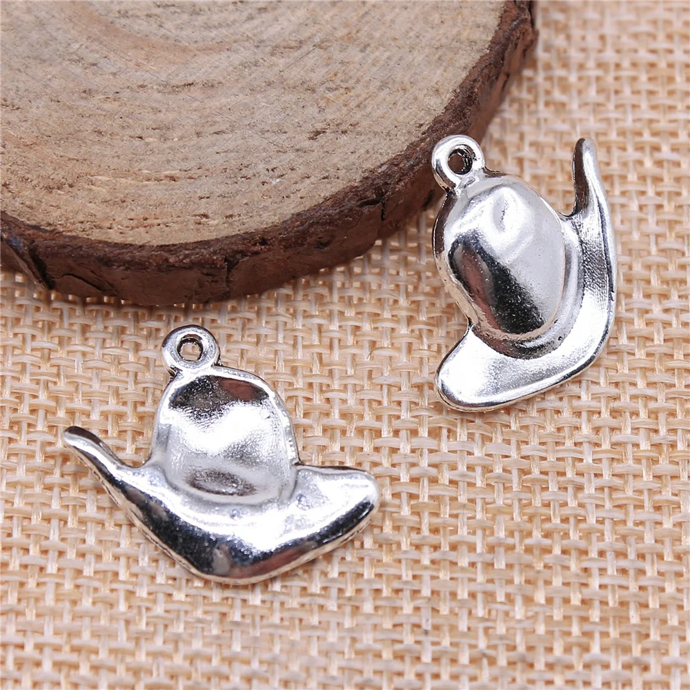 

Components For Jewelry Making 10pcs 23x20mm Antique Silver Color Hat Charms