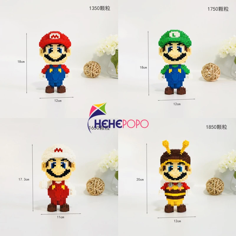 Bloques de construcci&oacute;n de Super Mario para ni&ntilde;os, 1350 piezas, rojo, Micro bloques, DIY, figuras de subasta de dibujos animados, juguetes para ni&ntilde;os, regalos para ni&ntilde;os, 9003-3