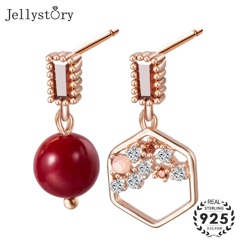 Модные серьги Jellystory из стерлингового серебра 925 пробы асимметричные полые