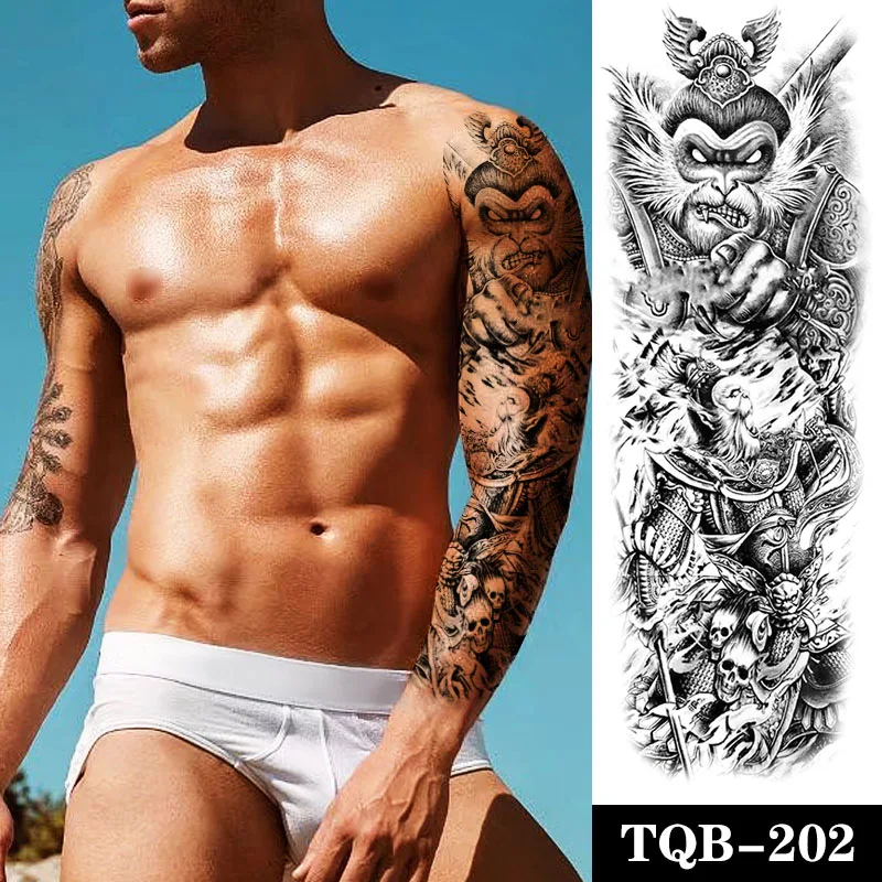 Большой татуировки рукава Король обезьян Золотой дубинка Водонепроницаемый