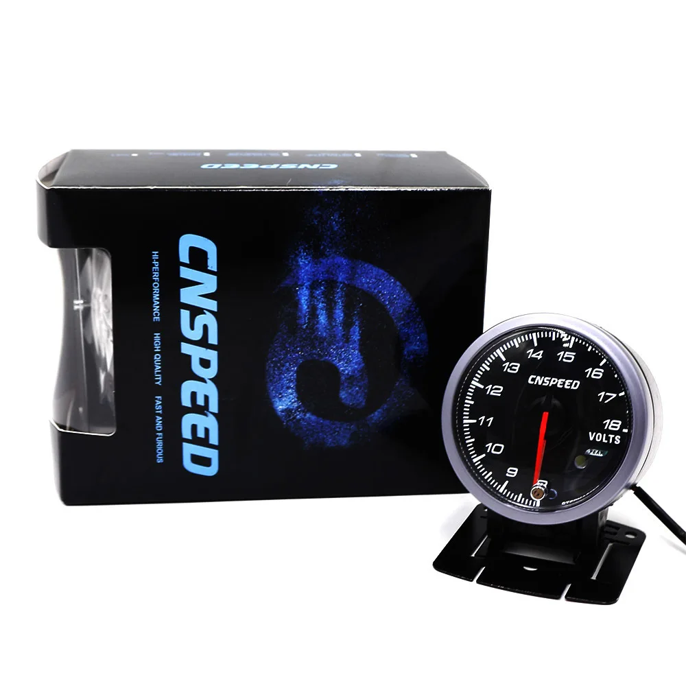 CNSPEED 60 мм Автомобильный вольтметр 8-18 вольт датчик напряжения вольт напряжение черное лицо с белым и янтарным освещением автомобильный измеритель YC101416