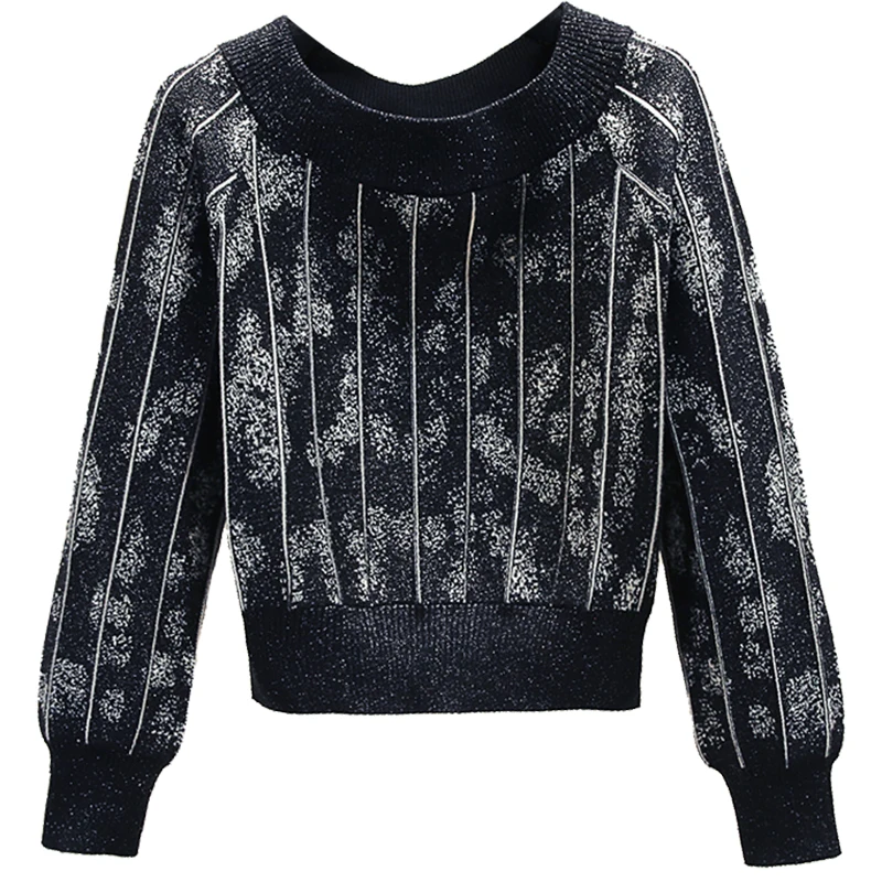 

2019 Autumn Winter Pullvoer Top Womens Jacquard Slash Neck Knit Sweater Thickened Loose Outer Wear Knit Jacket Female Sweaters