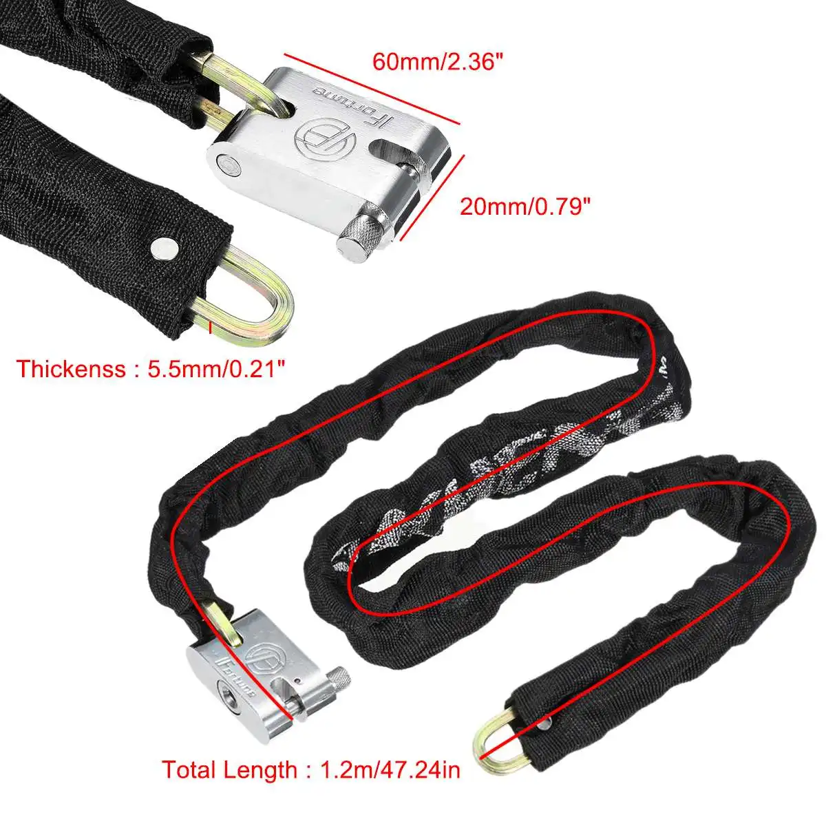 

1.2M Metal Motorcycle Motorbike Heavy Duty Chain Lock Padlock Bicycle Scooter Locks Anti-theft Protection