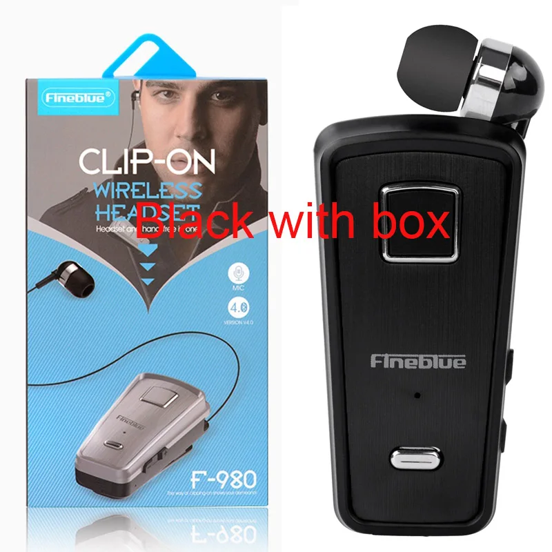 Fineblue F980 MINI Wireless Bluetooth Earphone Car In-Ear Handsfree with Microphone Headset Mini Vibration Support IOS Android - Цвет: Black with box