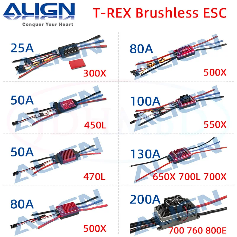 Align Trex RCE-BL25A/45A/50A/80A/100A/130A/200A Brushless ESC  Align Trex 300 450L 470 500 550 650 700 760 800E Parts RC Helicop