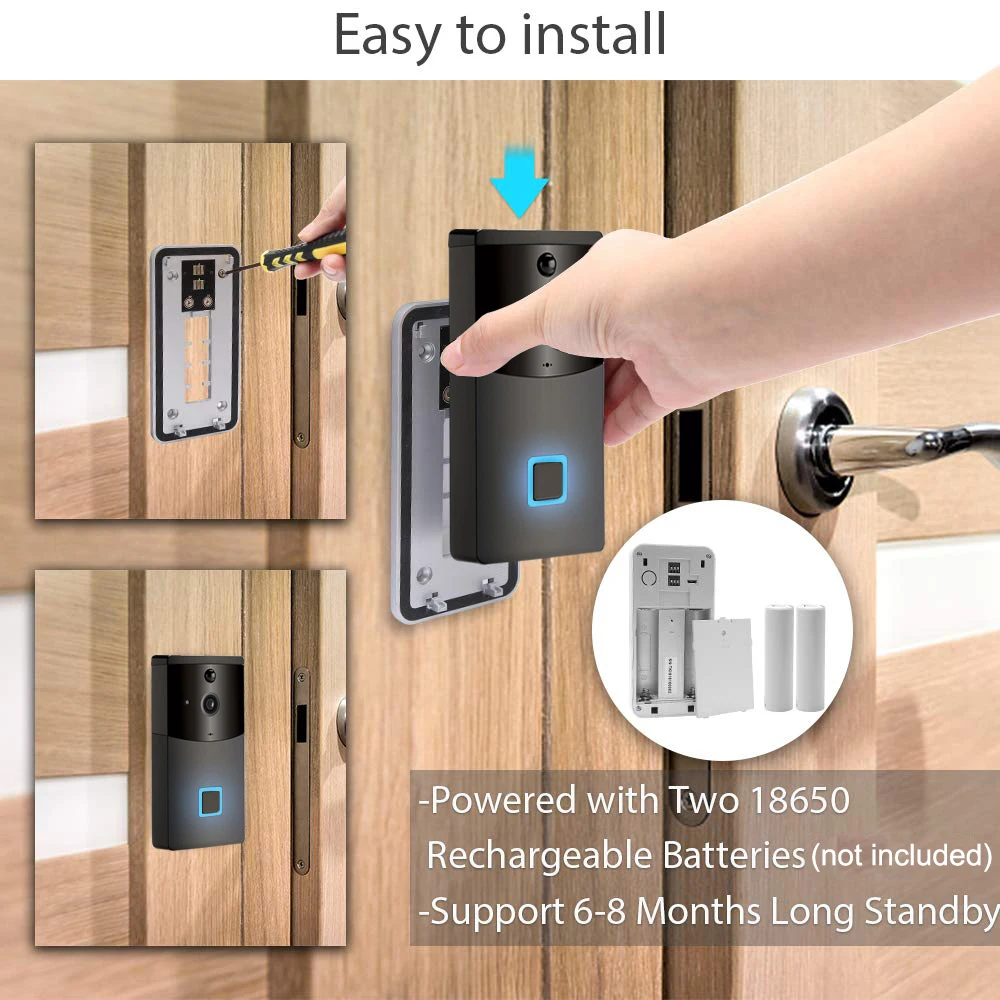 

Tuya Smartlife Smart 1080P HD Wireless WiFi DoorBell Video Door Phone Visual Intercom Rainproof Door Camera PIR Motion Detector