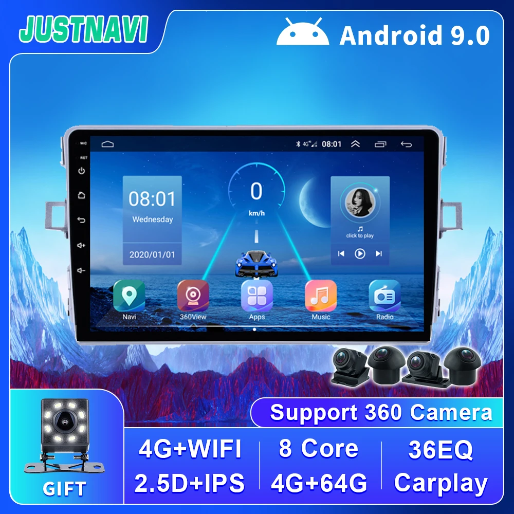 

4G WIFI Car Radio For Toyota Avensis Verso 2010-2016 Multimedia Video Player Android BT DSP Carplay 360 Bird View BT 9" No DVD