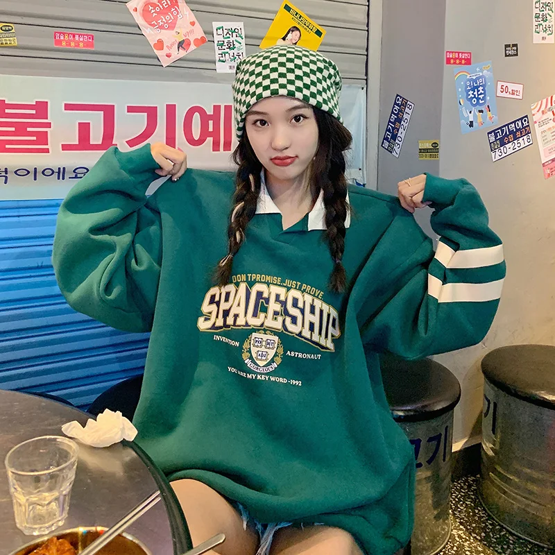 Зеленый свитер с капюшоном для девочек в стиле ретро | Женская одежда