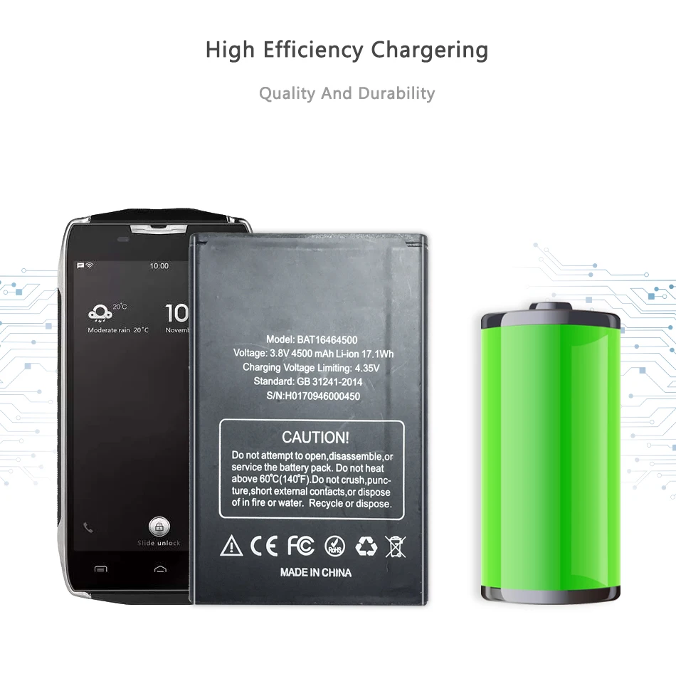 

Mobile Phone Battery For DOOGEE T5 / T5 lite Replacement Battery 4500mAh BAT16464500