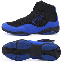 new mens boxing shoes light weight boxing trainers sneakers men breathable wrestling shoes outdoor blue red wrestling wears