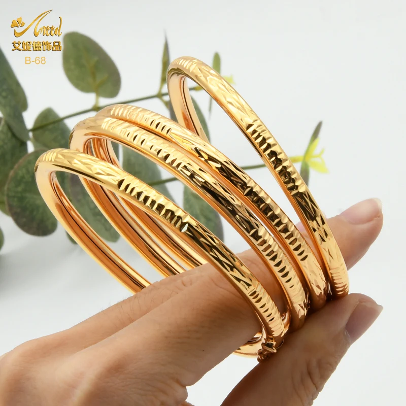 

Nigerian Copper Gold Color Dubai Bangle For Woman African Bangles European Ethiopian Wedding Fashion Women's Jewelry Openable