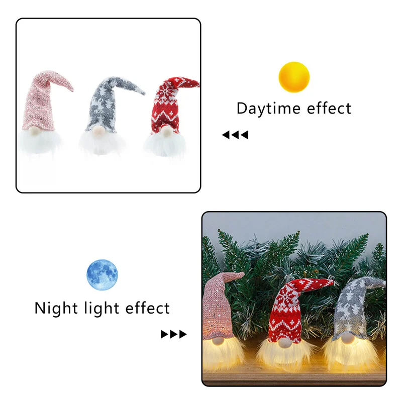 

Christmas Gnomes Lighting Faceless Doll Santa Xmas Tree Hanging Ornament Home Decoration For Kids Children Happy New Year Gifts