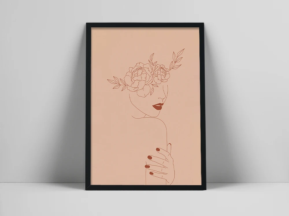 

Flower Woman Art Print | Flower Head Wall Art | Female Body Line Art | Nude Woman Poster | Floral Female Line Pre Art | Wa| Nara