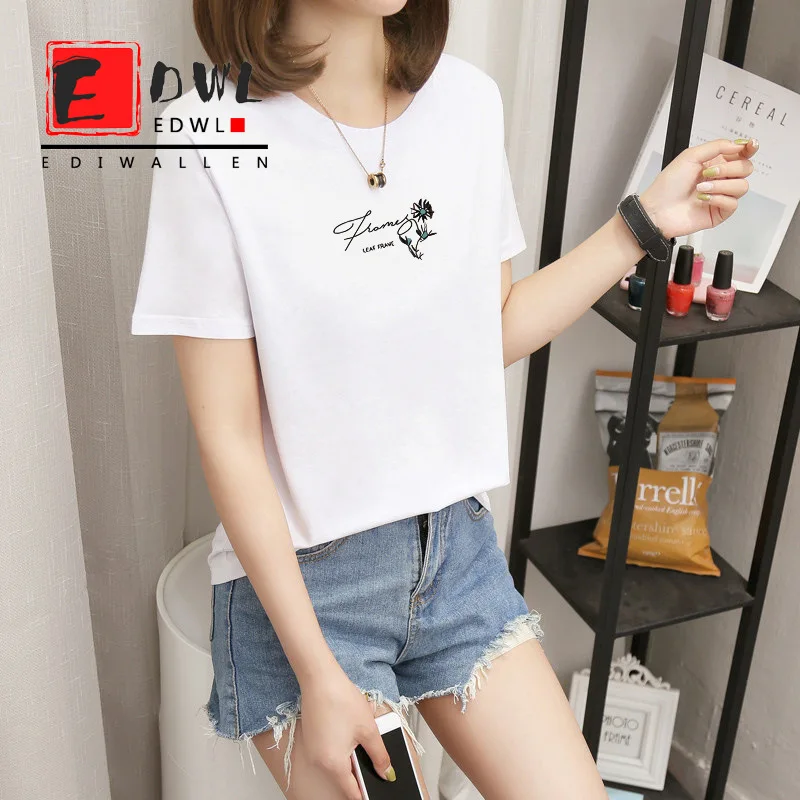 

2021 Summer New Korean Ins White Short Sleeve T-Shirt Women's Loose Large Cotton Half Sleeve T-shirt