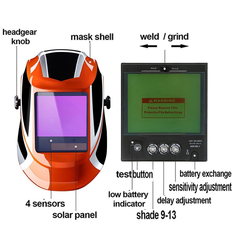 Сварочная маска с автоматическим затемнением шлем сварочного типа для Mig Tig Arc Welder