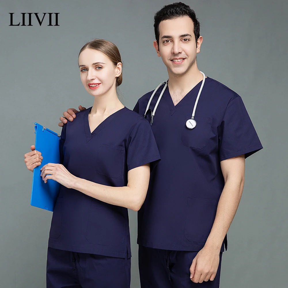 

Оптовая продажа, рабочая одежда унисекс с V-образным вырезом, униформа для мужчин и женщин, Пылезащитная рабочая одежда для салона красоты, м...