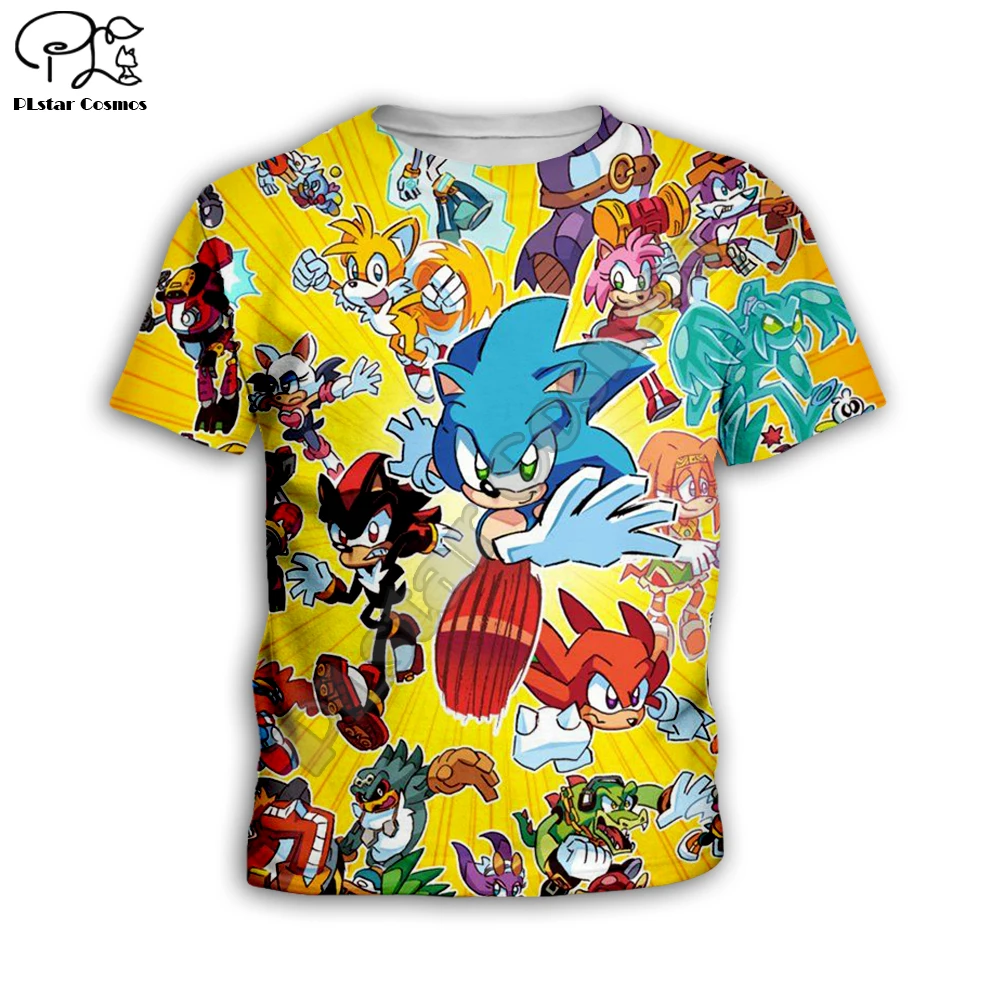 

Kids Summer tshirt Anime boy girl clothing Super Sonic 3d print Kids Cartoon t shirts kawaii children Family tees tops SNK01