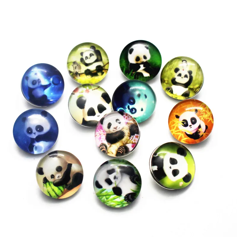 Новое поступление 12 шт./лот стеклянная кнопка в виде животного 18 мм s панда