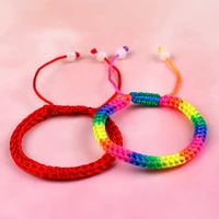 rainbow colors hand woven charming good luck bracelet for women casual style pretty decoration for girls and daughters gift