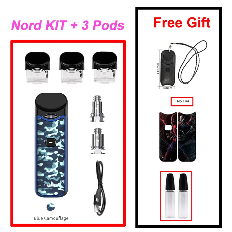 Blue Camouflage SMOK Nord Pod Vape 1100 мАч батарея 3 мл Pod система обычная сетка катушка электронная сигарета комплект испаритель VS SMOK NOVO Minifit комплект - Цвет: Blue Camouflage