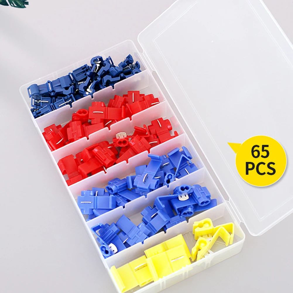 

65pcs/box Scotch Lock Electric Wire Cable Connectors Quick Splice Terminals Crimp Non Destructive for Wire Car Boat Motorcycle