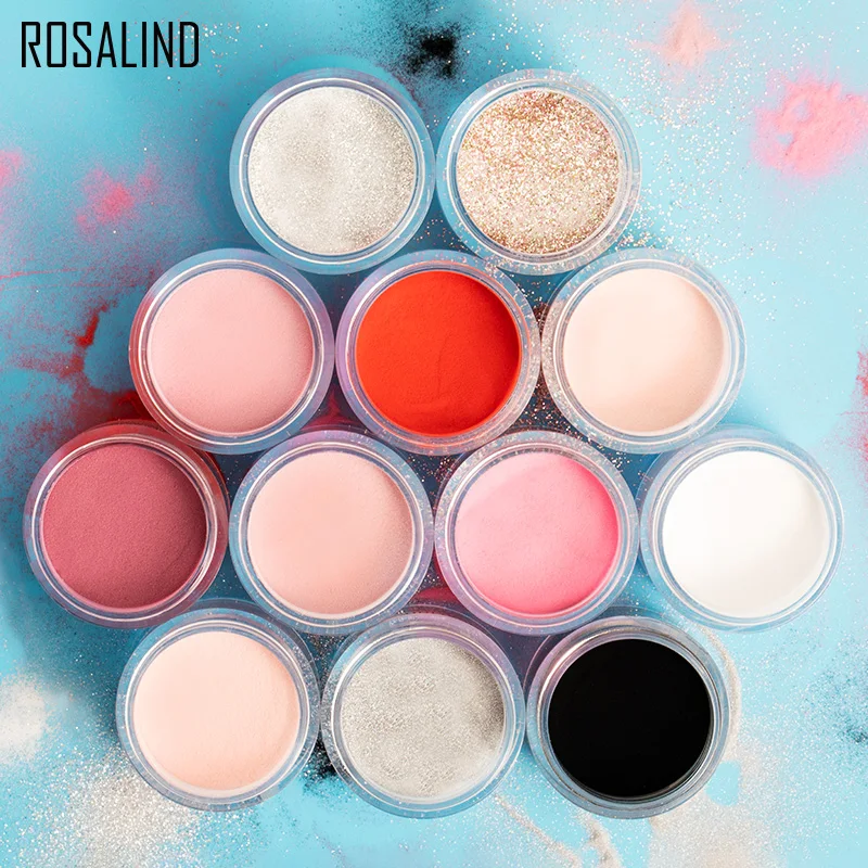 ROSALIND акриловый порошок для наращивания ногтей с пыльцей и блеском насадка окуня