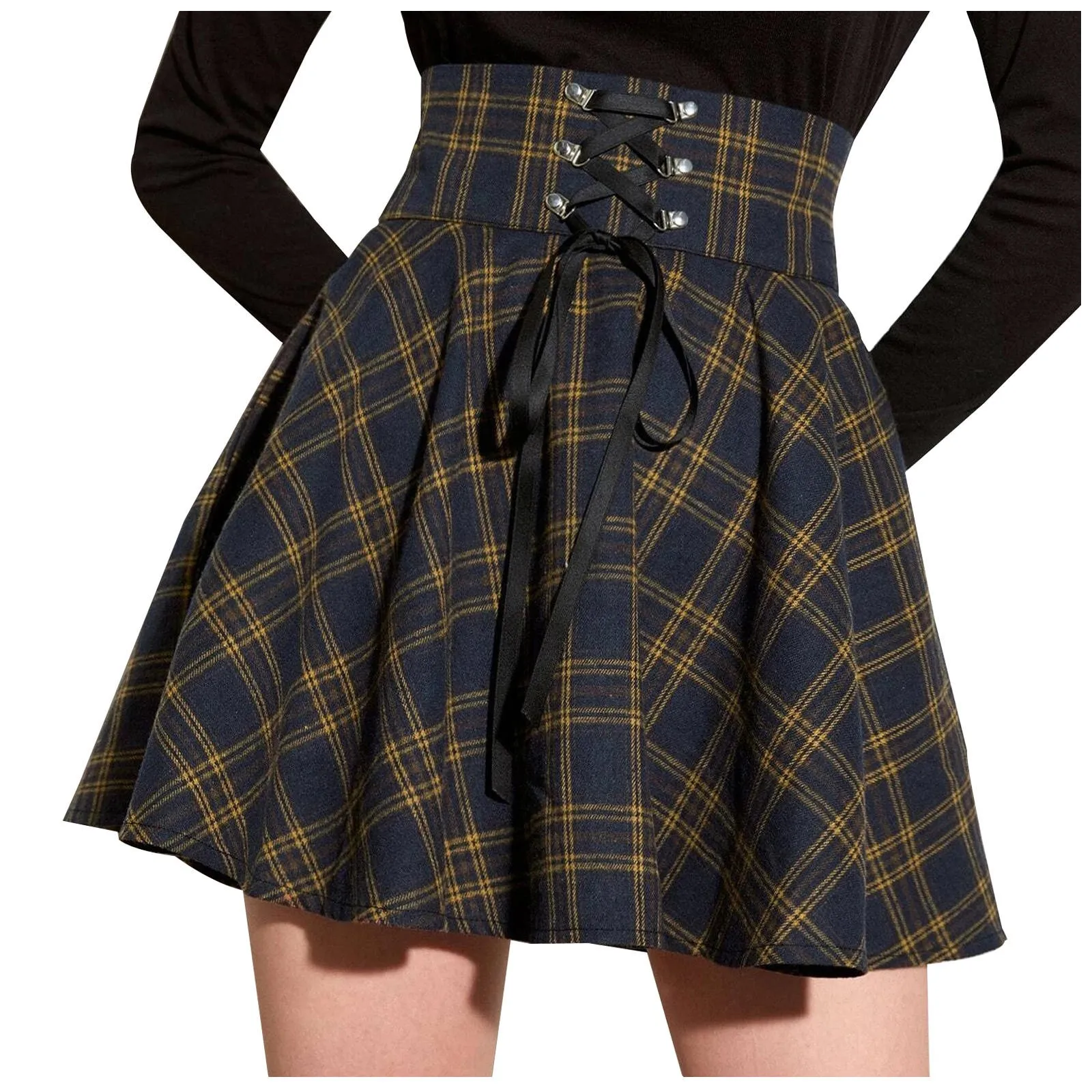 

Spring and summer women's casual fashion retro punk solid skirt belt zipper short skirt pleated skirt F4*