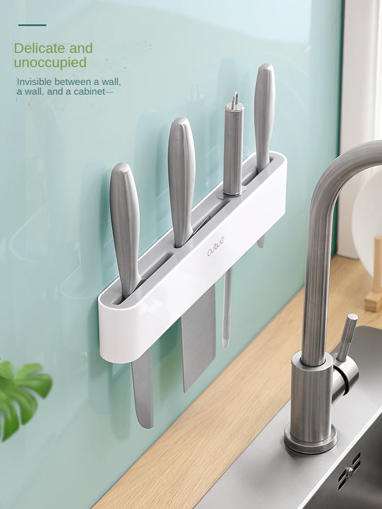 

Wall Mounted Knife Rest Multifunctional Kitchen Supplies Hole Free Kitchen Knife Rack Storage Rack Household Storage Rack